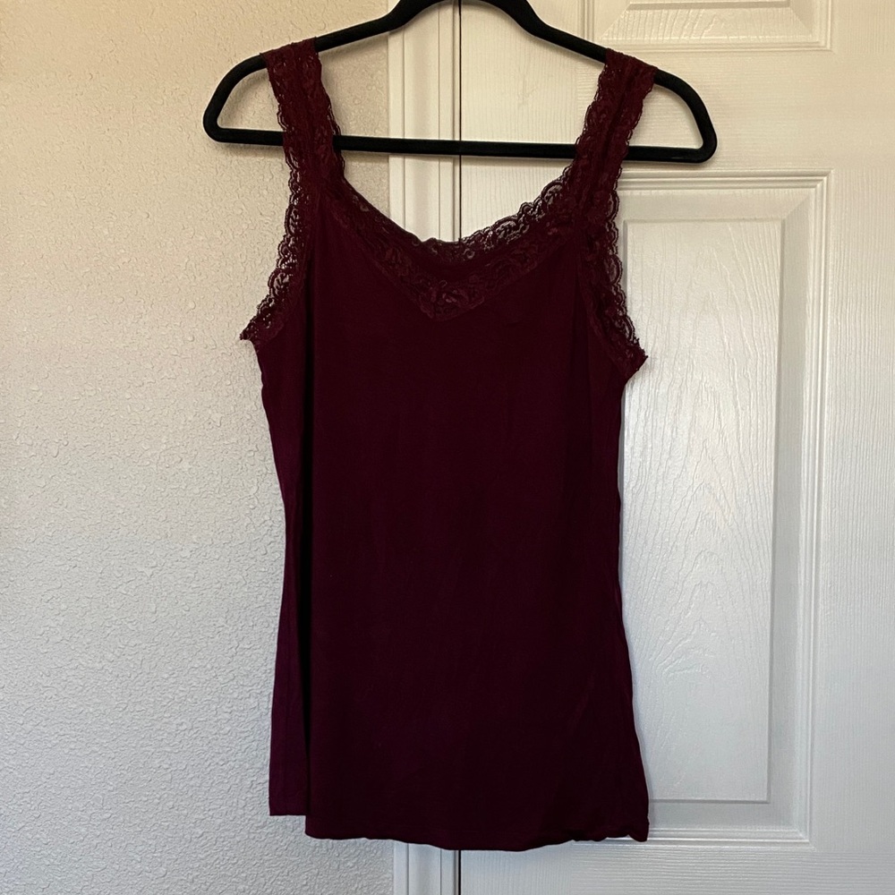 Lace Trim Burgundy Camisole